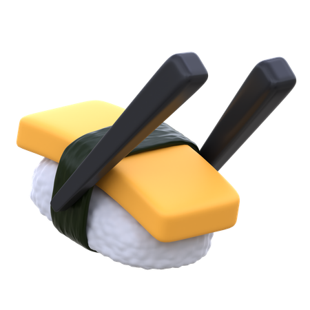 Tamago Sushi With Chopstick  3D Icon