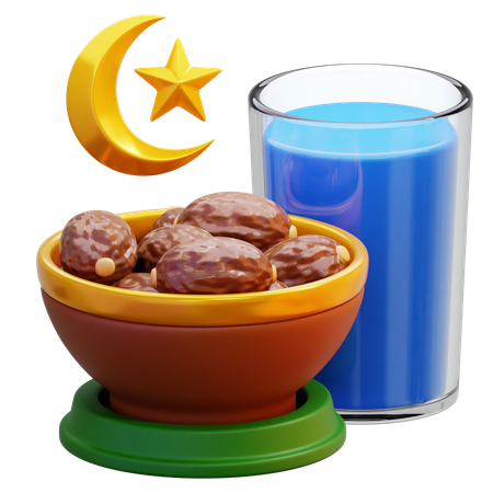 Tâmaras e bebida iftar  3D Icon