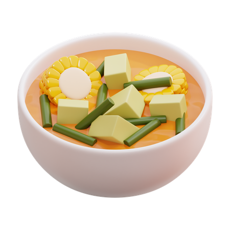 Tamarind Vegetable Soup A Bowl  3D Icon