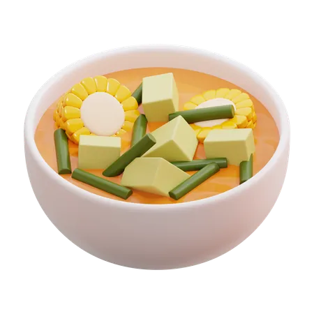 Tamarind Vegetable Soup A Bowl  3D Icon