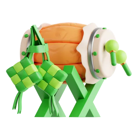 Tambor e ketupat  3D Icon