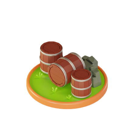 Tambores de vino  3D Icon