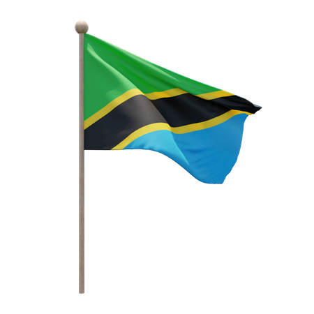Tansania Fahnenmast  3D Flag