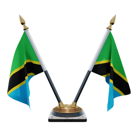 Tanzania Double Desk Flag Stand  3D Flag