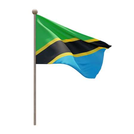 Tanzania Flag Pole  3D Flag