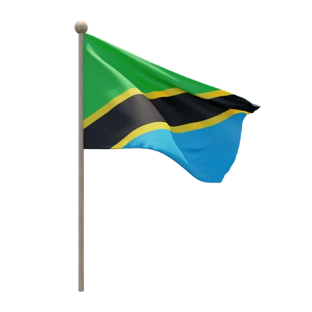 Tanzania Flag Pole 3D Illustration
