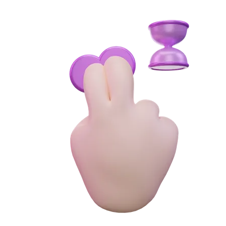 Tap Hold Two Finger Hand Gesture  3D Icon