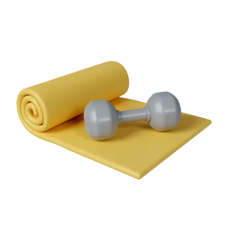 Tapete de yoga com halteres  3D Icon