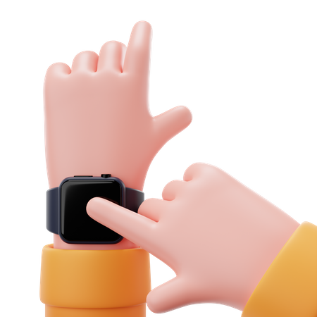 Tapping on smartwatch  3D Illustration