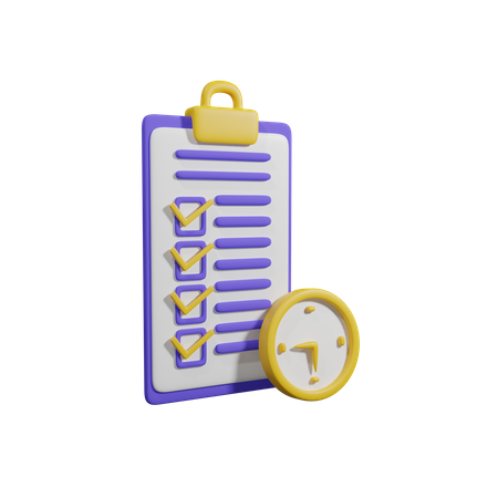 Tarea en el portapapeles con reloj  3D Icon