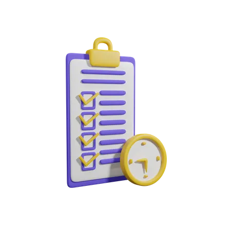 Tarea en el portapapeles con reloj  3D Icon