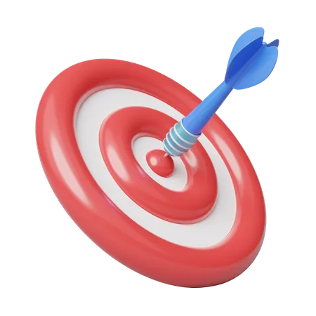 3 D Blue Arrow In Red Bullseye Target Landing Web Page Business Finance Marketing Goal Success Target Achievement Concept Cartoon Icon Minimal 3 D Render 3D Icon