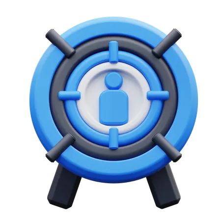 3 D Illustration Blue Target With A Person In The Middle 3D Icon