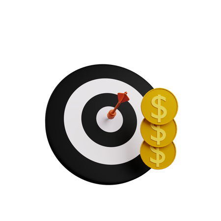 Target with coin  3D Illustration