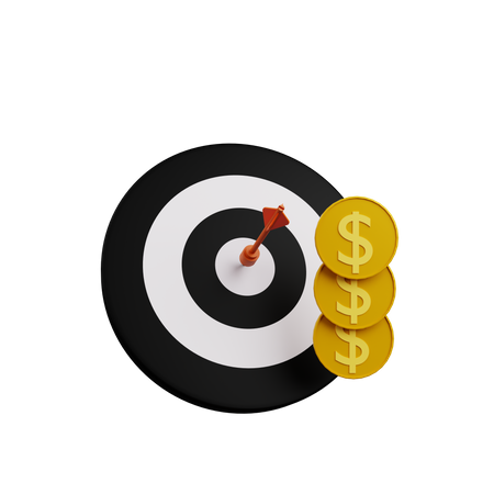 Target with coin 3D Illustration