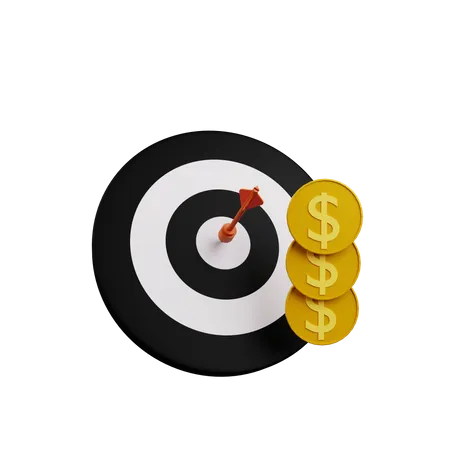 3 D Illustration Of Dart On Target With Coin 3D Illustration