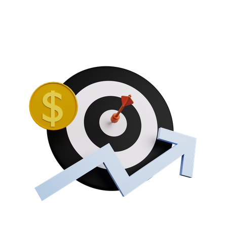 Target with coin and graph  3D Illustration