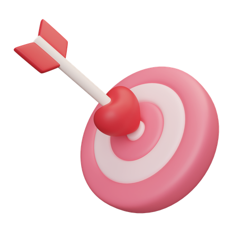 Target With Heart Shaped Arrow  3D Icon