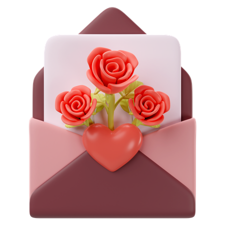 Tarjeta con rosas  3D Icon