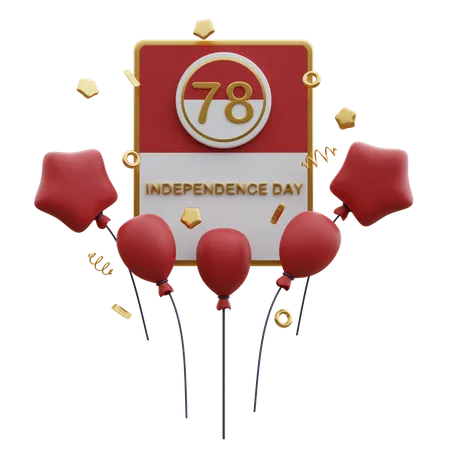 Tarjeta de celebración del día de la independencia de indonesia  3D Icon