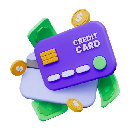 Tarjeta de crédito con dinero  3D Icon