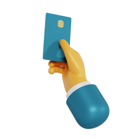 Tarjeta de crédito con gesto de la mano  3D Illustration