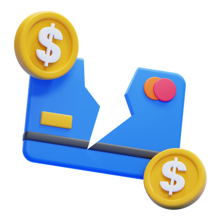 Tarjeta de débito rota  3D Icon