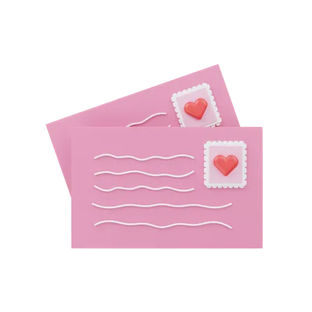 Tarjeta de felicitación con temática de corazón  3D Icon