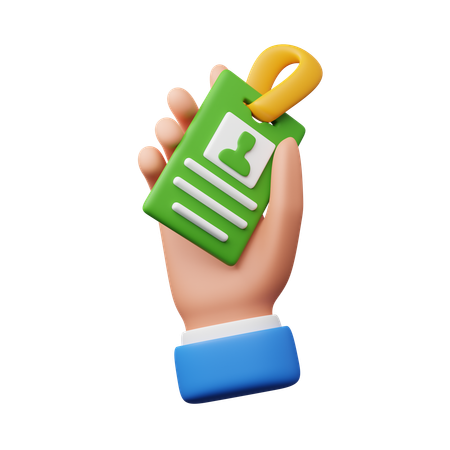 Tarjeta de identificación que lleva en la mano  3D Icon