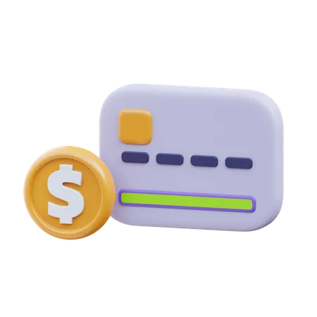 Tarjeta de débito con moneda  3D Icon