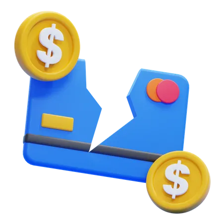 Tarjeta de débito rota  3D Icon