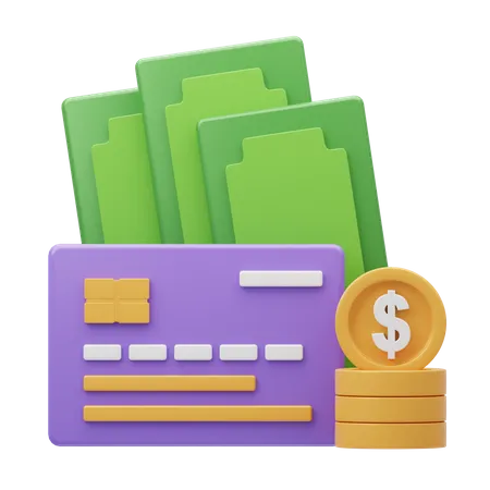 Tarjeta y dinero  3D Icon