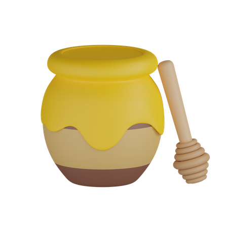 Tarro de miel con cuchara  3D Icon