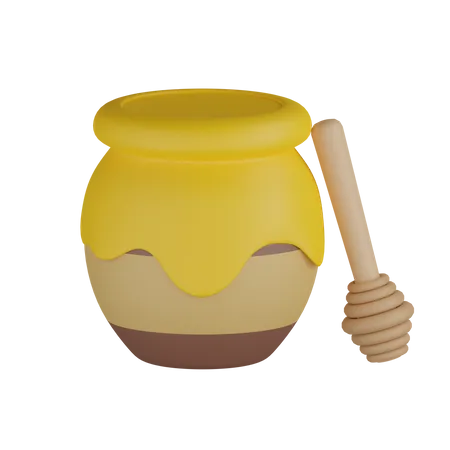 Tarro de miel con cuchara  3D Icon