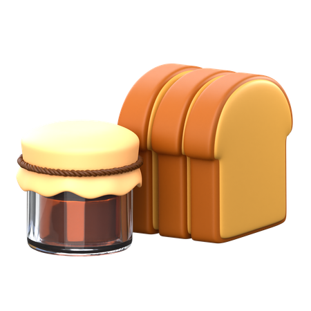 Tarro de miel y pan  3D Icon