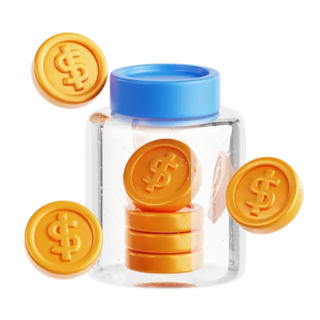 Tarro de monedas  3D Icon