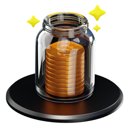 Tarro de monedas  3D Icon