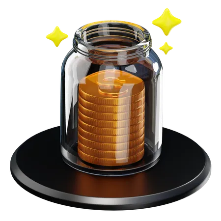 Tarro de monedas  3D Icon