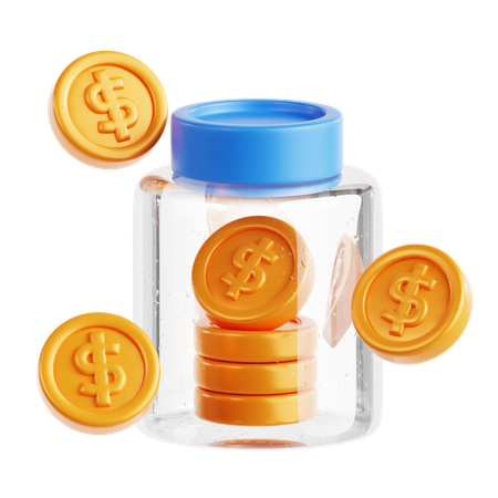 Tarro de monedas  3D Icon
