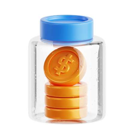 Tarro de monedas  3D Icon