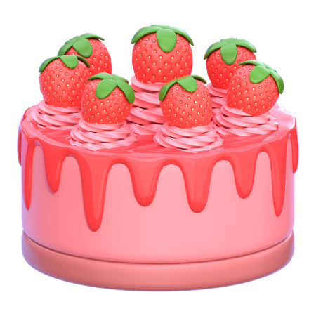 Tarta de queso con fresas  3D Icon