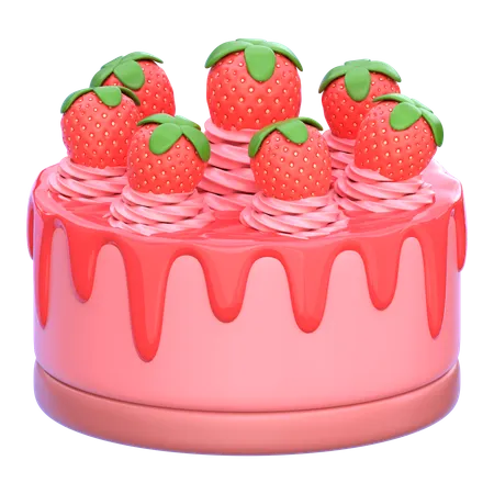 Tarta de queso con fresas  3D Icon