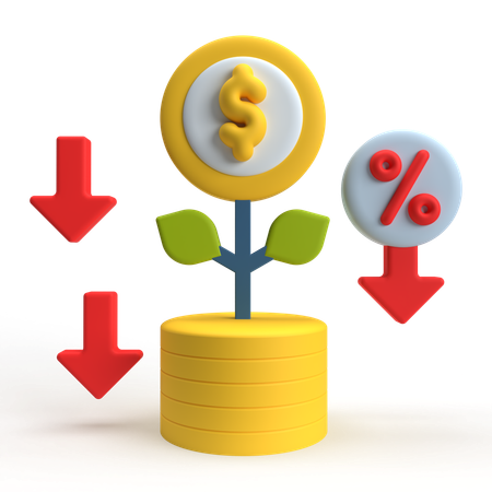 Tasa de interés hacia abajo  3D Icon