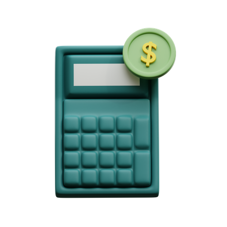 Taschenrechner und Dollarmünze  3D Icon