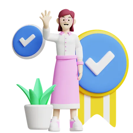 This 3 D Icon Represents Task Completion With A Person Standing Next To Checkmarks Ideal For Illustrating Task Management Business Achievements And Successful Project Completion 3D Illustration