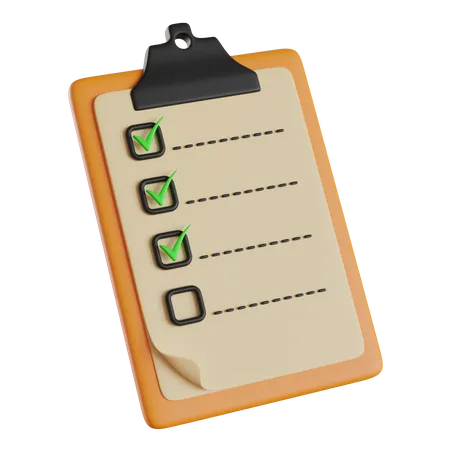 Check List On Yellow Background With Marked Bullets 3D Icon