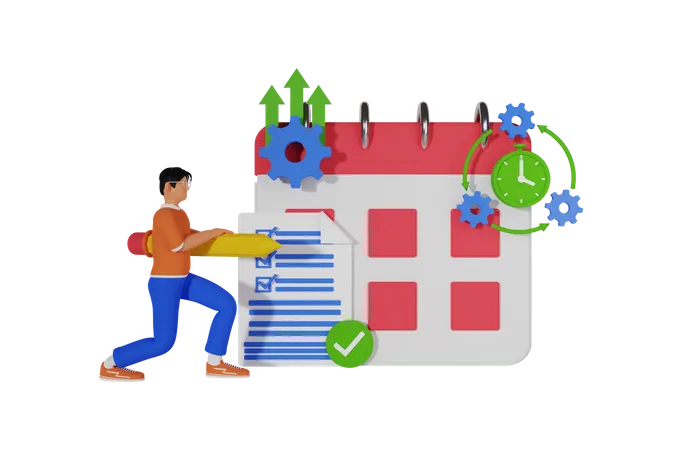 Task schedule  3D Illustration