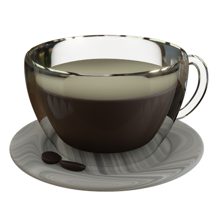 Café dans une tasse en verre  3D Icon