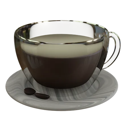 Café dans une tasse en verre  3D Icon