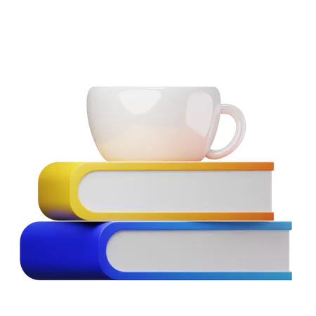 Tasse auf Bücherstapel  3D Icon